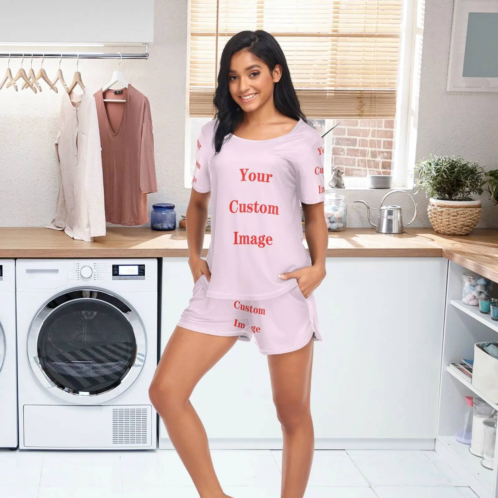Sleepwear Lovely Home Suits Sexy Pyjama Short Sleeve Pamas Set Customized image 2025 Women Pijamas Girl Spring And Summer 2Xl