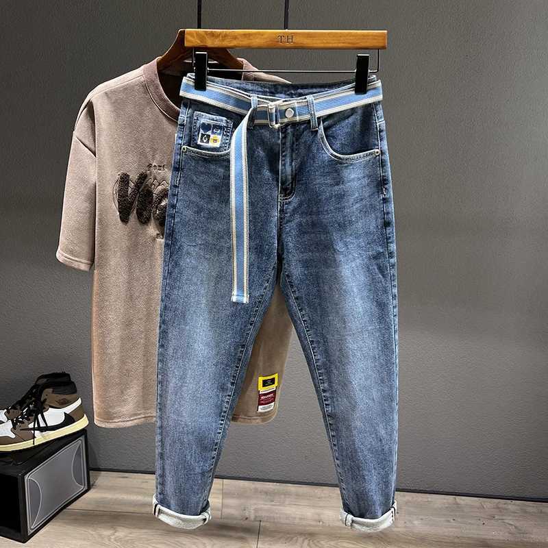 Spring New Mens Streetwear Jeans Fashion Motorcycle Trousers Korean Fashion Casual Youth Hip Hop Little Feet Denim Pants W250905