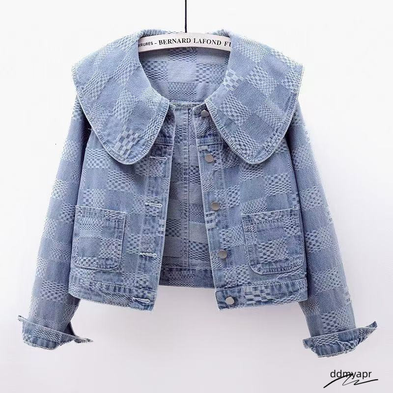 2025 Early Autumn New Women's ddmyday Vintage High-End Doll-Collar Short Denim Jacket Stylish Youthful Top