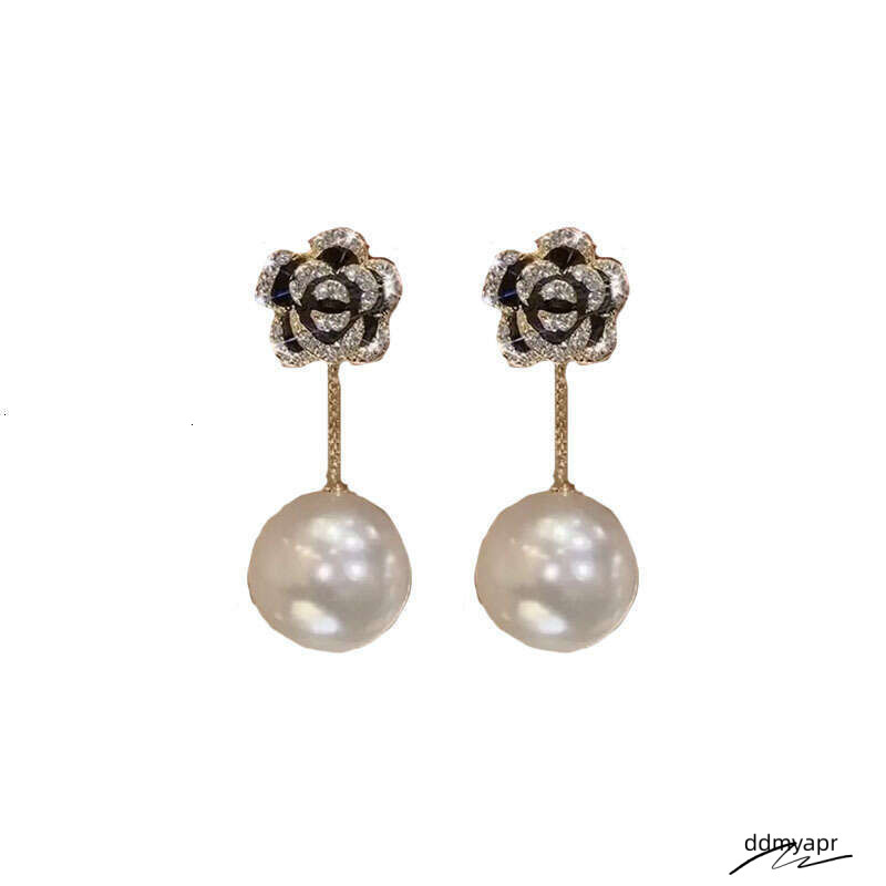 Camellia New Trendy Elegant Ddmydec High-End Feel Two-Way Wear Rose Pearl Earrings Exquisite Versatile Ear Jewelry Ddmydec Ddmydec