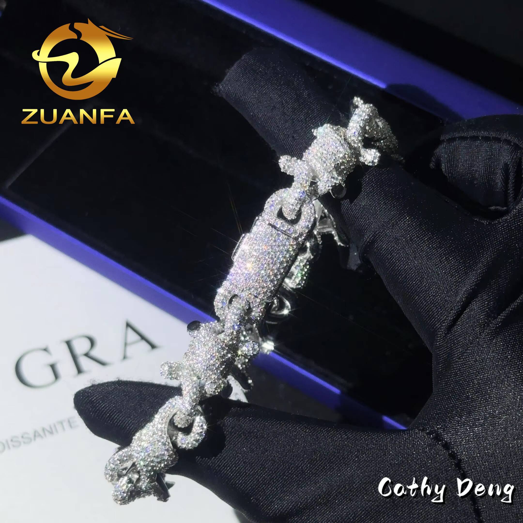 New Design Hip Hop Jewelry Iced Out Men Cuban Bracelet Twist Link 925 Silver Moissanite Bracelet Men Ready Shipping
