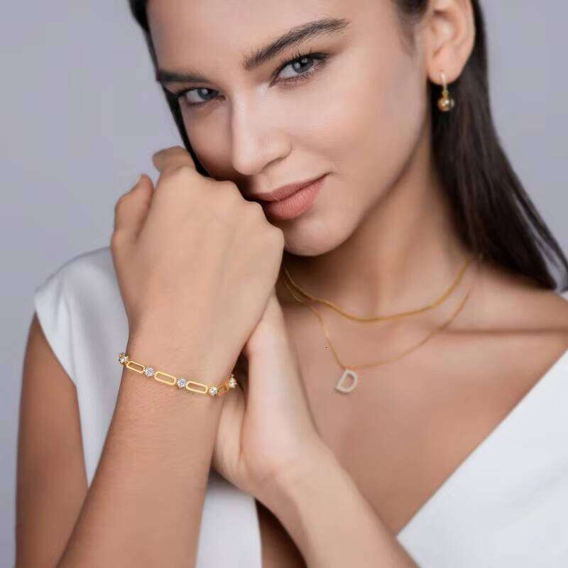 Sier & Gold Plated Moissanite 4mm Sparkling Stones Tennis Chain Bracelet