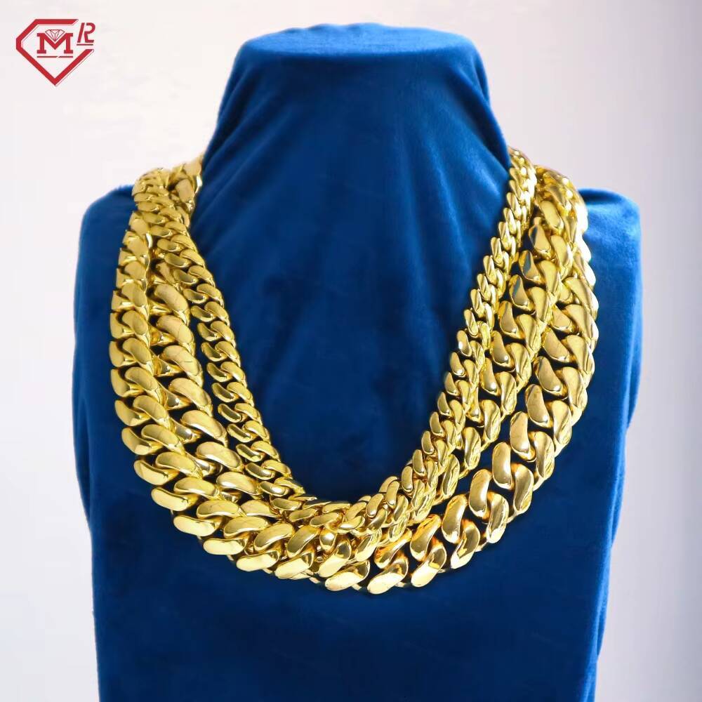 Hiphop Miami Cuban Chain Iced Out 9mm Pure 925 Sterling Silver 14K Gold Plated Moissanite Cuban Link Chain