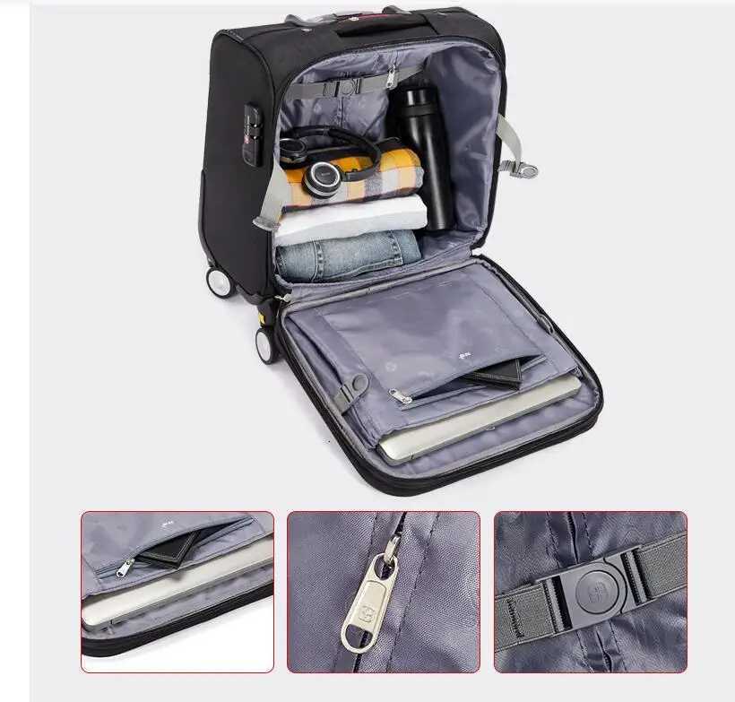 18 inch Business Travel Spinner Luggage Hand Suitcase Travel Rolling Luggage Suitcase Waterproof Travel Trolley Bags Z250905