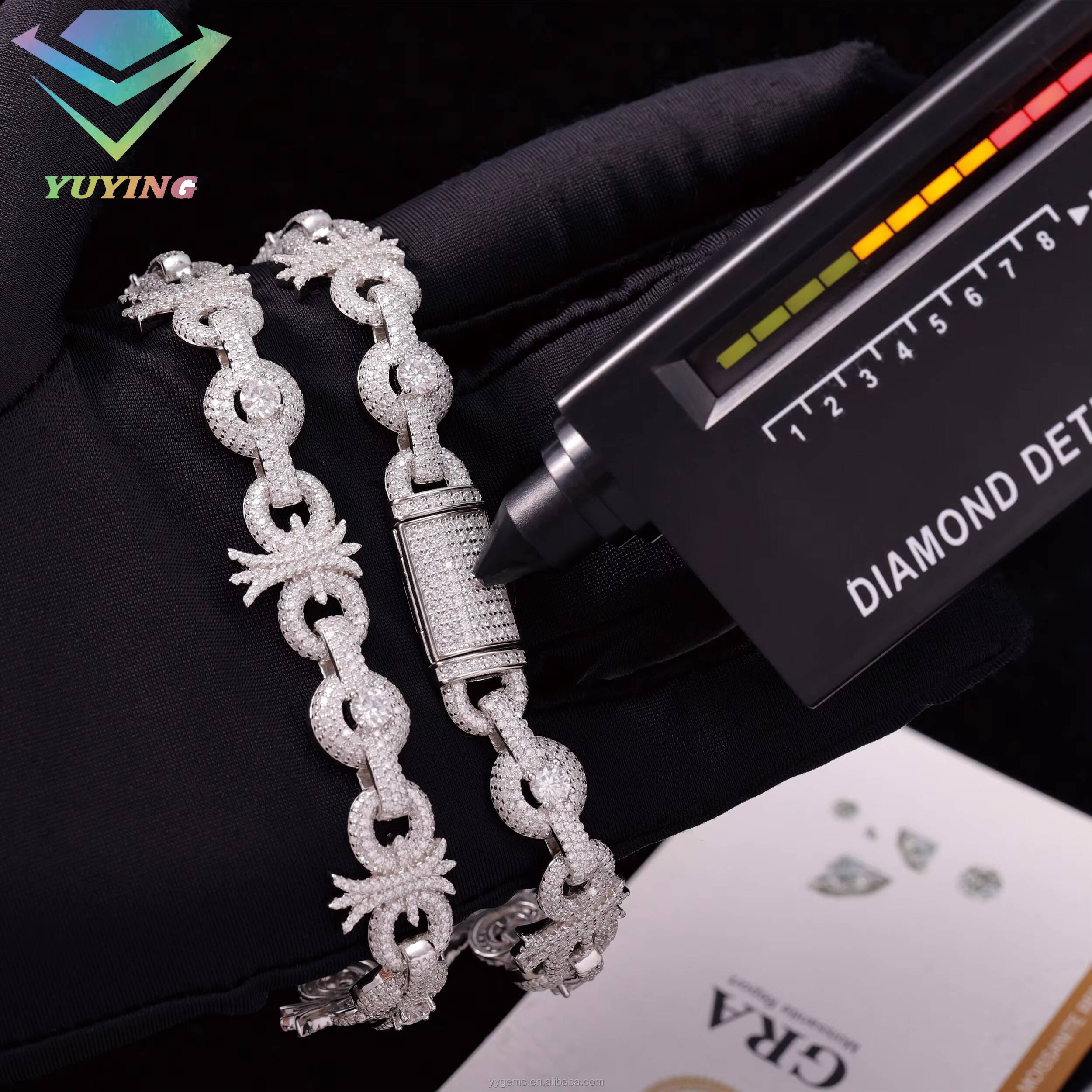 New Design Mossanite Cuban Link Bracelet Solid S925 Silver Men Women Bracelet VVS Diamond Cuban Bracelet Hip Hop Jewelry