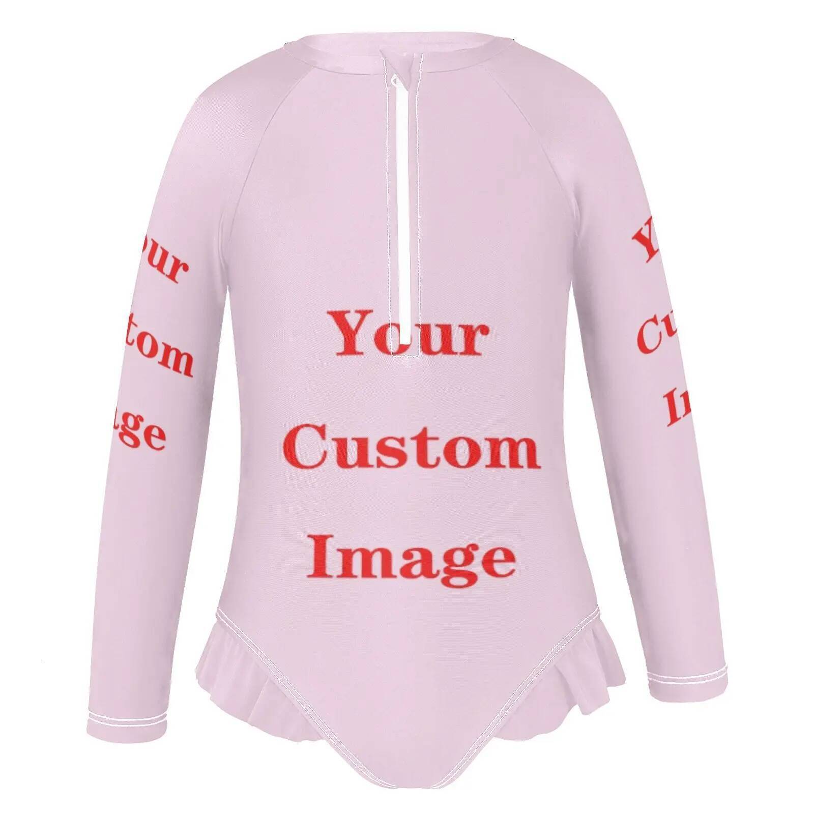 Swimwea Customized Image Unicorn One-Piece Girls Swimwear for 3-12 Years Girls' long-sleeved one-piece swimsuit