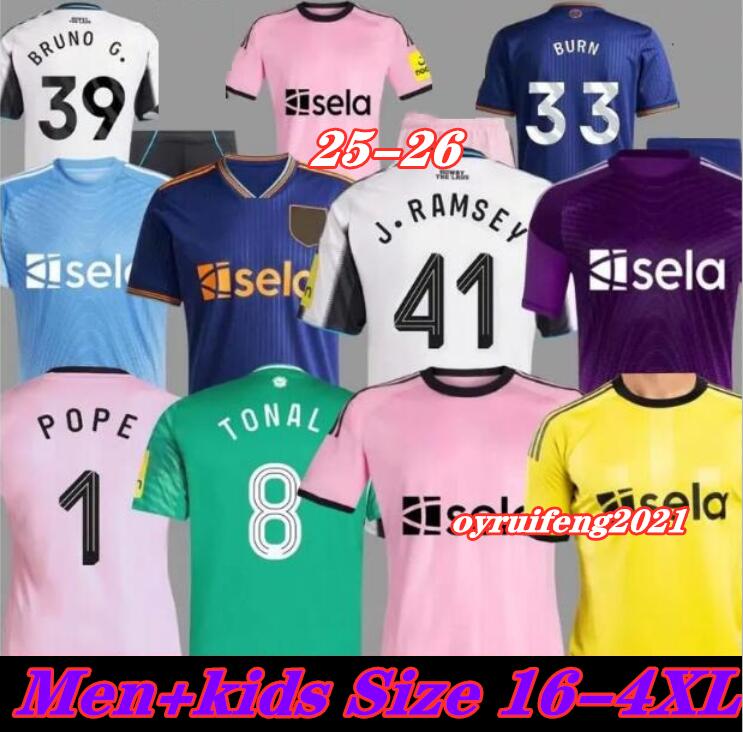 ELANGA BRUNO G. newcaslte united 25 26 Soccer Jerseys TONALI GORDON newcaste 2025 football shirt JOELINTON LIVRAMENTO NUFC jersey Men Kids kit Pre Match Kit black