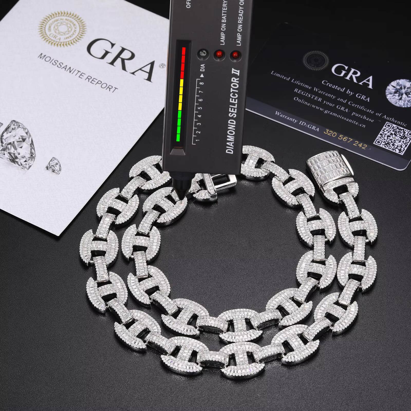 Hip Hop 16mm Baguette Link Chain S925 Sterling Silver Iced Out Cuban Bracelet for Men VVS Moissanite Bracelets