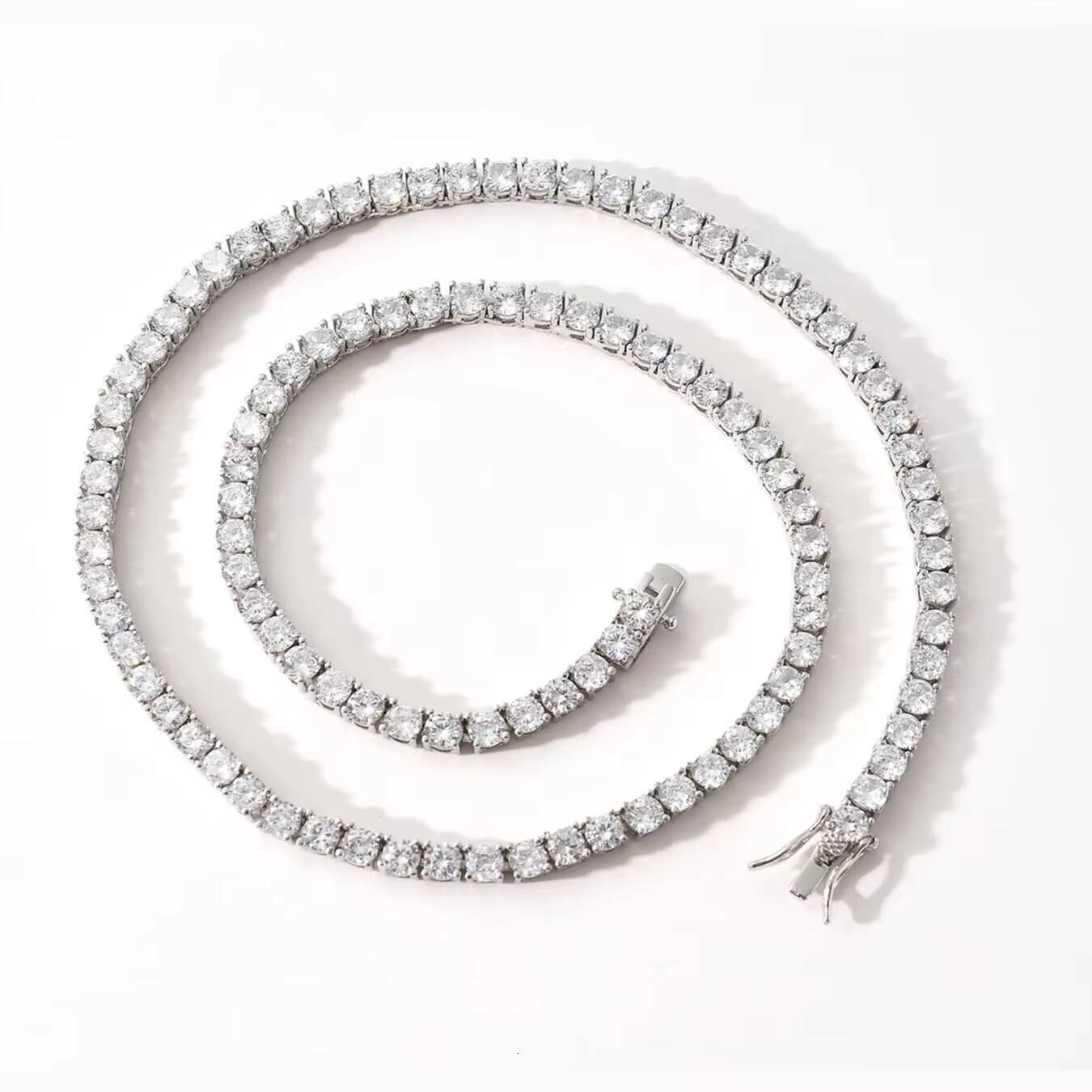 Personalized Hip Hop Mens Diamond Gold Plated 3mm 4mm 5mm Moissanite Tennis Chain Iced Out Necklace Jewelry