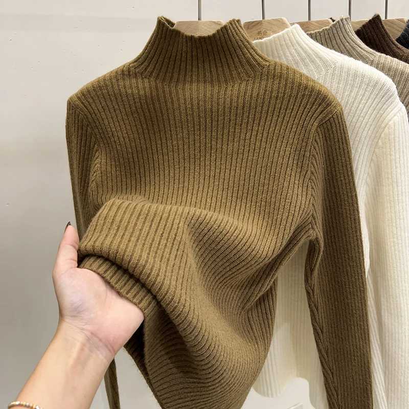2025 Women Autumn Winter Solid Color Base Layer Top Warm Knitted Turtleneck Sweater Korean Style Long Sleeves Versatile Pullover Z250905