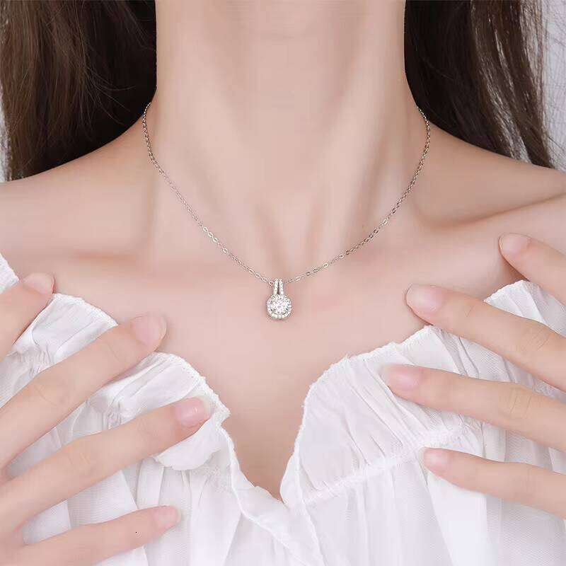 Moissanite Set S Sterling Sier Jewelry Link Chain for Women Squarish Geometric Design With GRA Certified