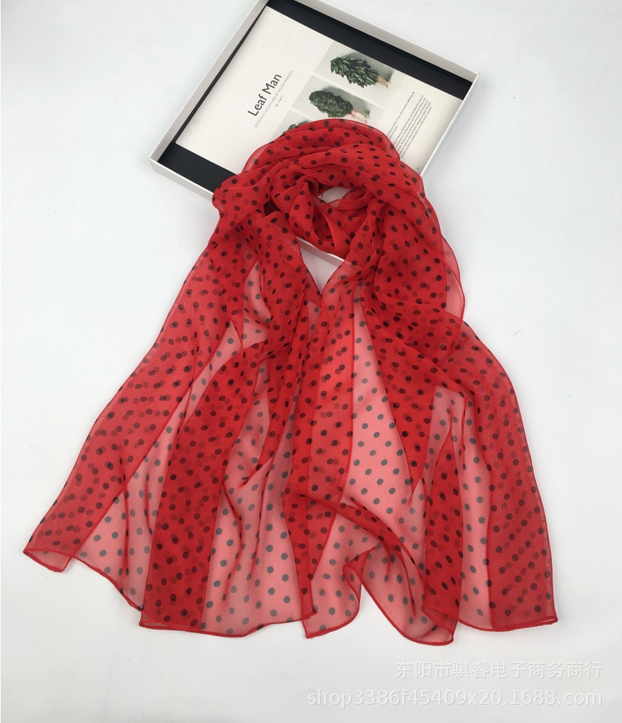 K1817 Korean imported georgette fabric spring and autumn women's printed silk scarf fashionable temperament niche tail