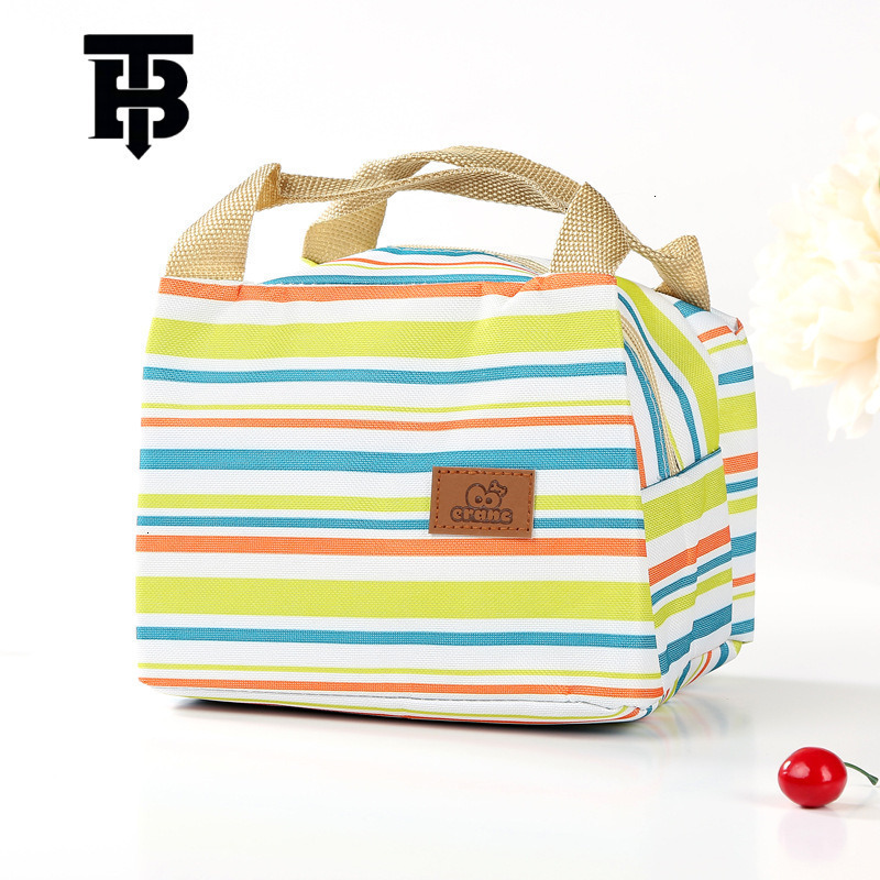 TB BHULAMTE Designer Luxury Bag Bag Factory Direct Cute Colorful Striped Square Ice Pack Korean Insulated Bag Lunch Box Bag Bento Bag With Lunch Bag
