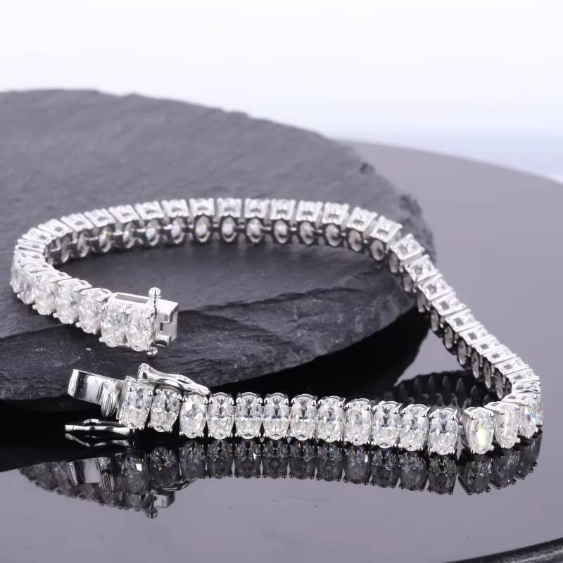 Starsgem Tennis Chain 35mm Oval Moissanite Tennis Bracelet 14k Gold Moissanite Bracelet