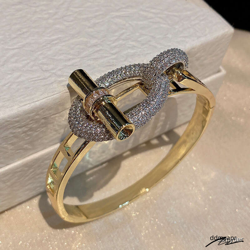 New Horizontal Bar OT Series Ring Bracelet Set Pig Nose Light Copper ddmydec Inlaid With Zircon ddmydec