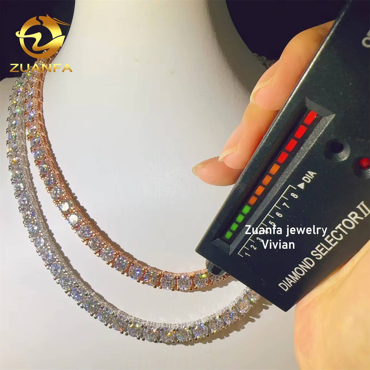 VVS Moissanite Diamond 925 Sterling Silver Pass Lab Grown Diamond Hip Hop Jewelry Moissanite Tennis Chain Tennis Chain Necklace