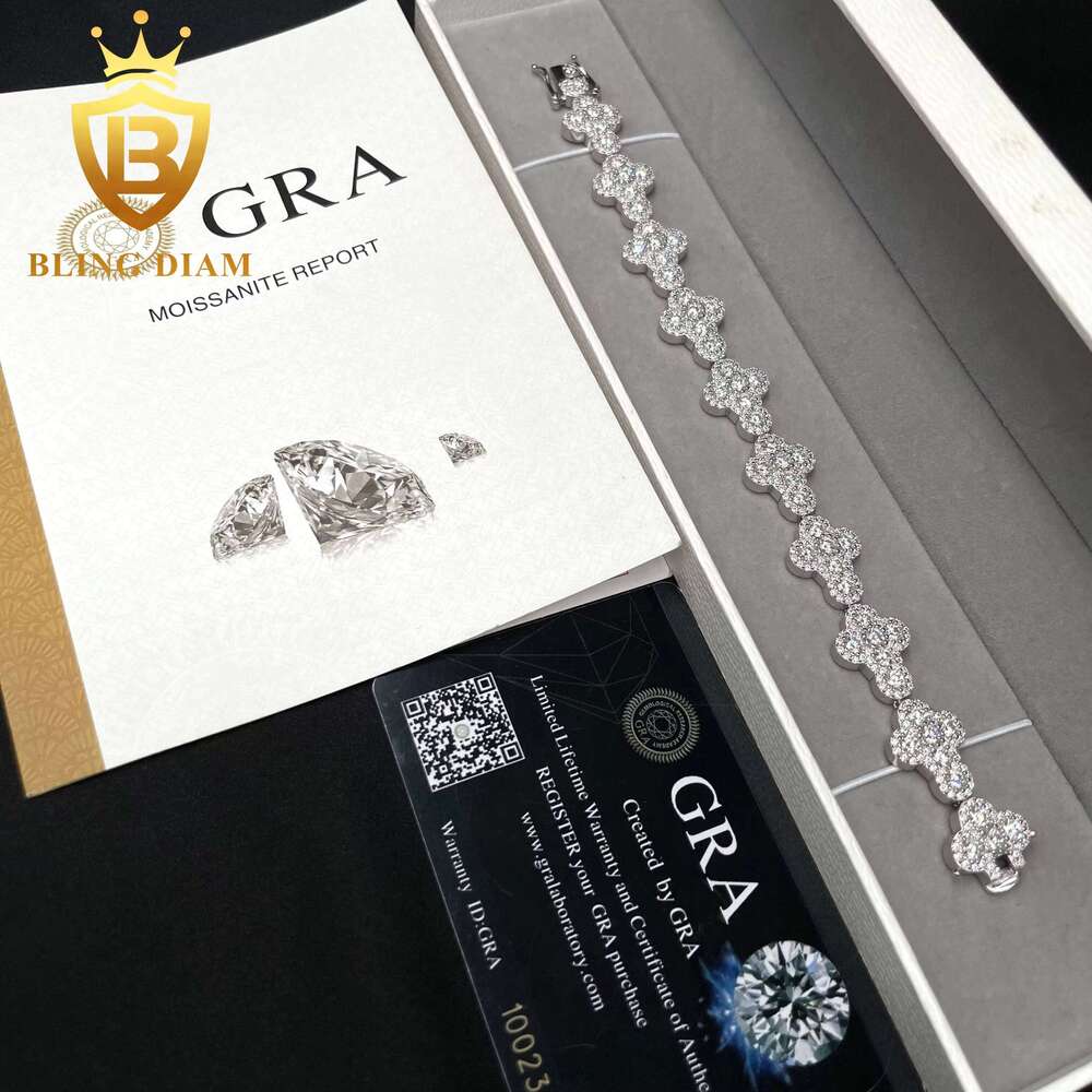 Pass Dia Tester Fine Jewelry 13mm Cross Sterling Sier Iced Out Moissanite Bracelet Men