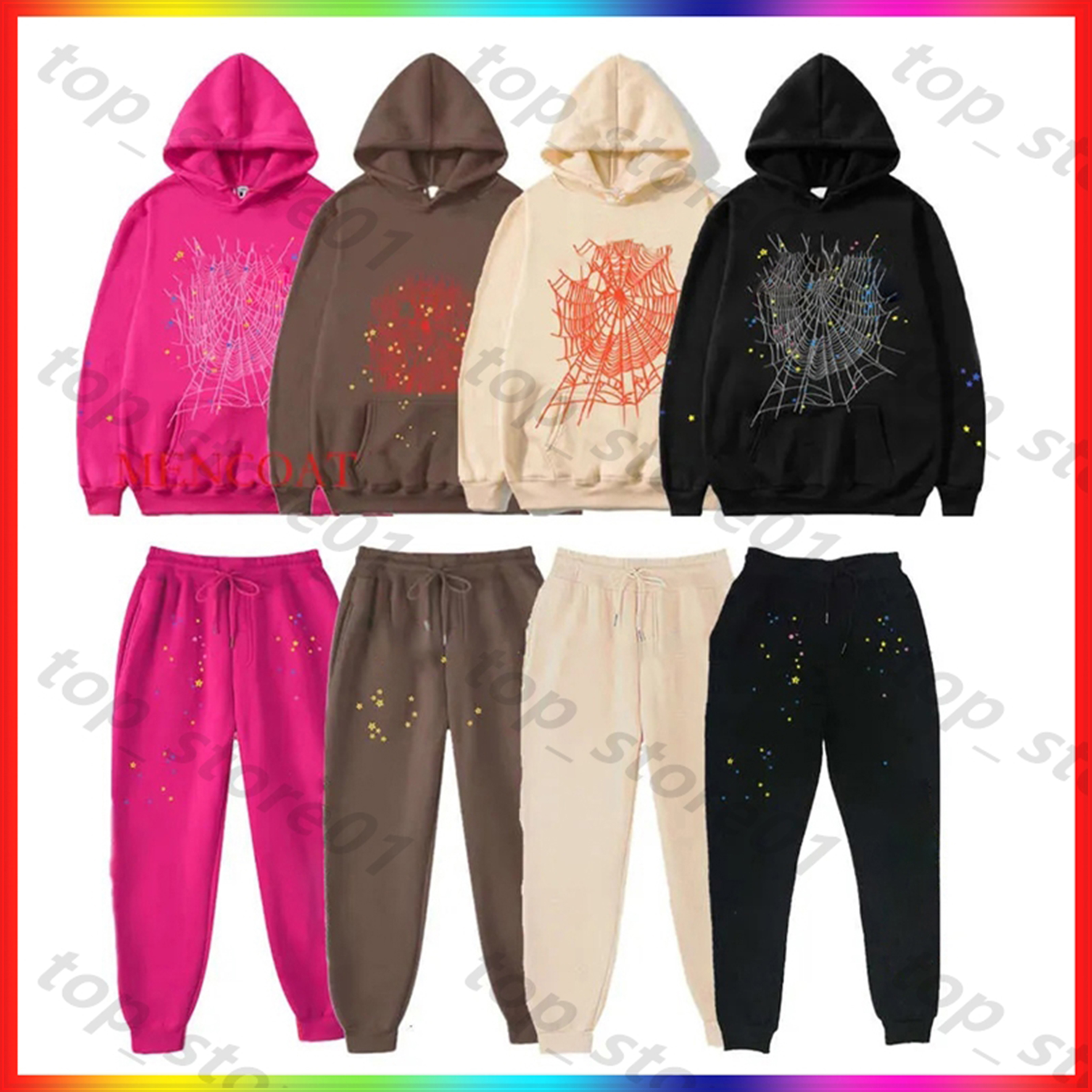 5A Designer hoodie Mens essential Web Hoodie 2025 spider hoodie Women polo grid five cobweb pink spider hoodies Hip Hop Tracksuit Pullover net spider pants suit