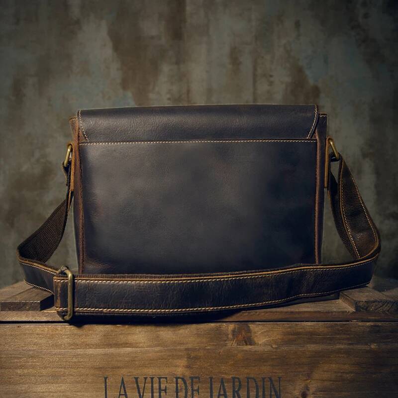 Vintage Genuine Laptop Briefcase Men's Cowhide Leather Office Document Cross body Daily Shoulder Messenger Bag high-quality