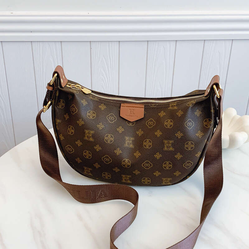 Luxury Bags Designer Small Shell Bags with Wide Strap Crescent for Women 2025 New Printed Dumpling Versatile Shoulder Crossbody Bag