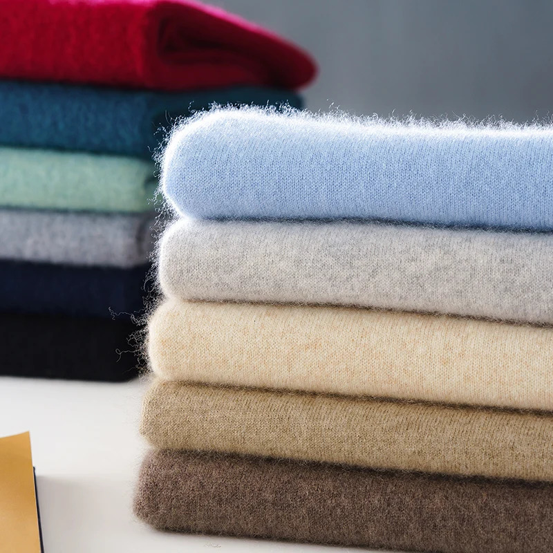 FallWinter Cashmere Sweater Mens 100 Pure Wool Thick Crewneck Casual Knitted Bottom Shirt 250905