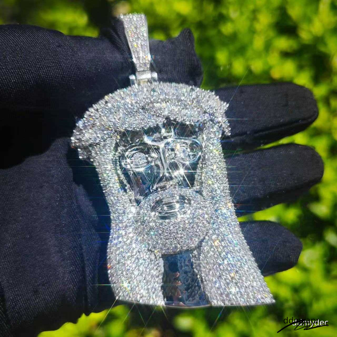 Ready To Ship Iced Out Jesus Head Moissanite Dia ddmydec Sier Hip Hop Pendant For Tennis Cuban Link Chain ddmydec