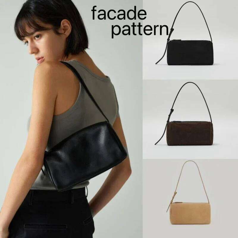 Retro Sle Suede French Bread Underarm Single Oulder Handbag Zipper Closure Ladies Bag Leather Goods Spring 2025