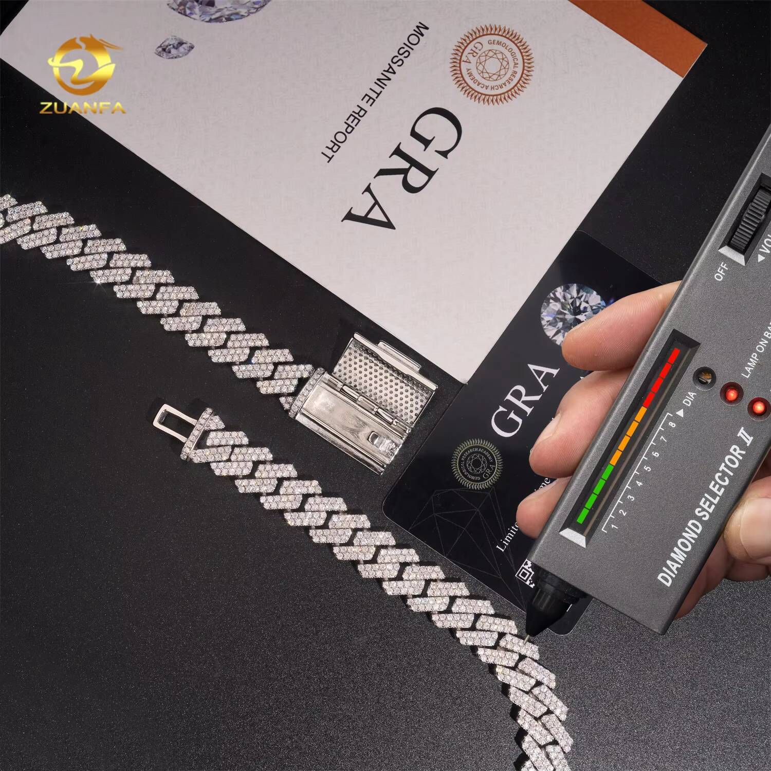 Pass Diamond Tester Hip Hop Jewelry Iced Out Necklace VVS Moissanite 925 Silver Cuban Link Chain