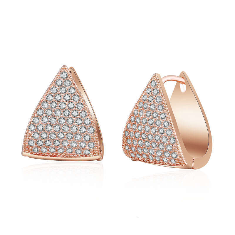 DH collections Korean - style Creative Geometric Triangular Earrings with Micro - set AAA Zircons