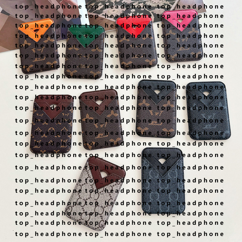 Designer Leather MagSafe Card Holder Phone Case All Fitted Luxury Universal Mini Wallet Work ID Bank Credit Bus Hi Quality Cover With Box Woman Man Card Pocket