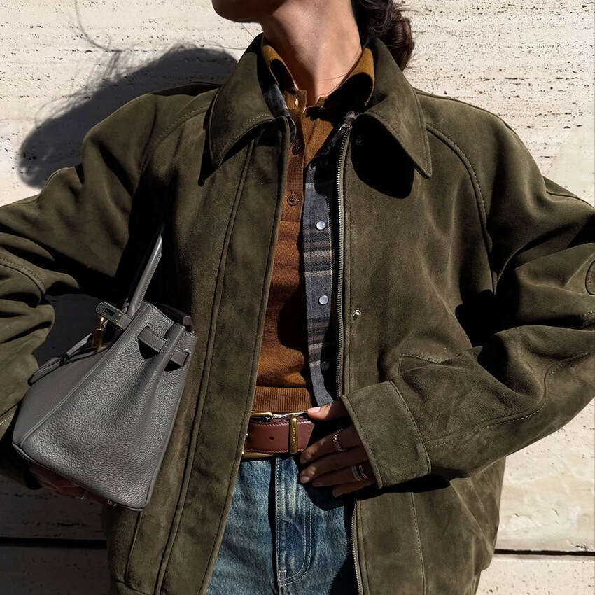 Autumn Winter New Style Lapel Zipper Loose Long Sleeve Jacket For Women With Design Sense, Elegant And Fashionable Commuting B3