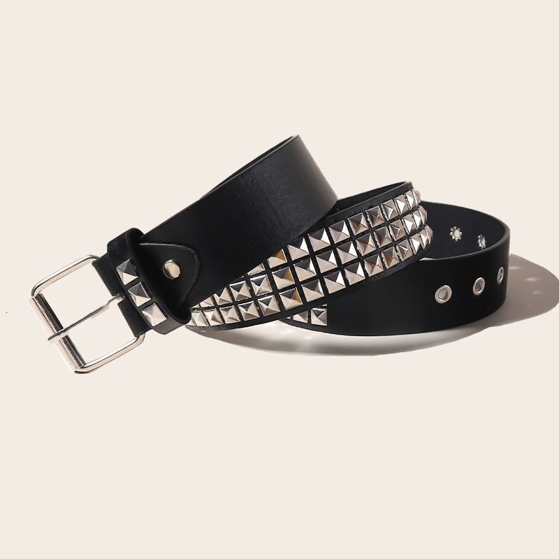 mens belt studded black hot girl punk unisex personality men and women fivepointed star bullet rivet buckle jeans belt designer belt belts for women d
