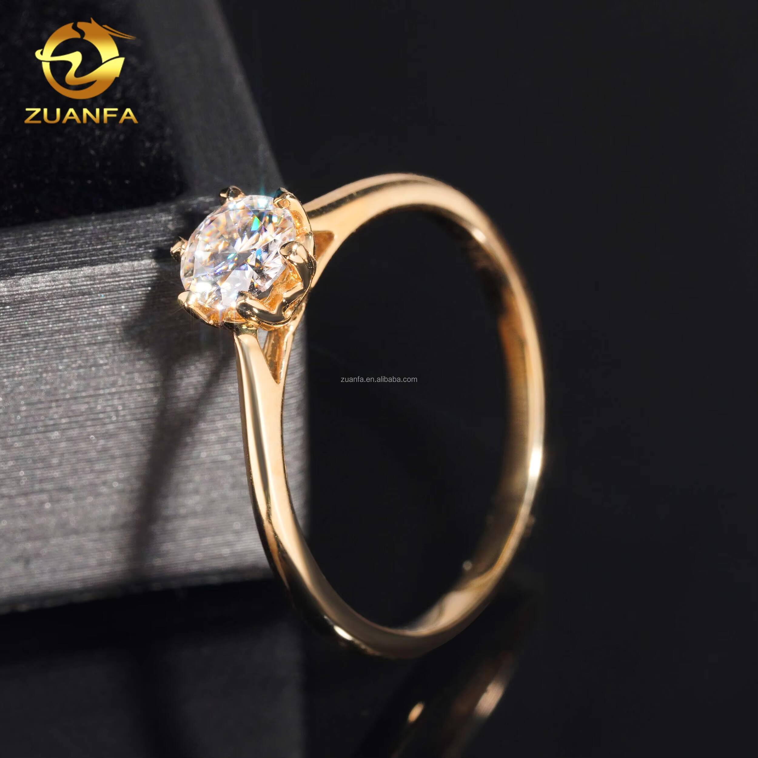 14k Real Gold GRA Certificate Wedding Bridal Jewelry Gorgeous Boutique 05ct D VVS1 Moissanite Diamond Engagement Ring Women