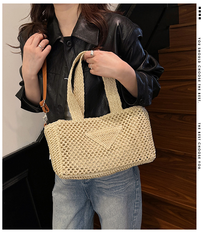 TB BHULAMTE Designer Bag Cross-border Handbag Tote Bag Fashion Casual Woven Bag New Casual Beach Vacation Bag High-end Texture Luxury Bag Women's
