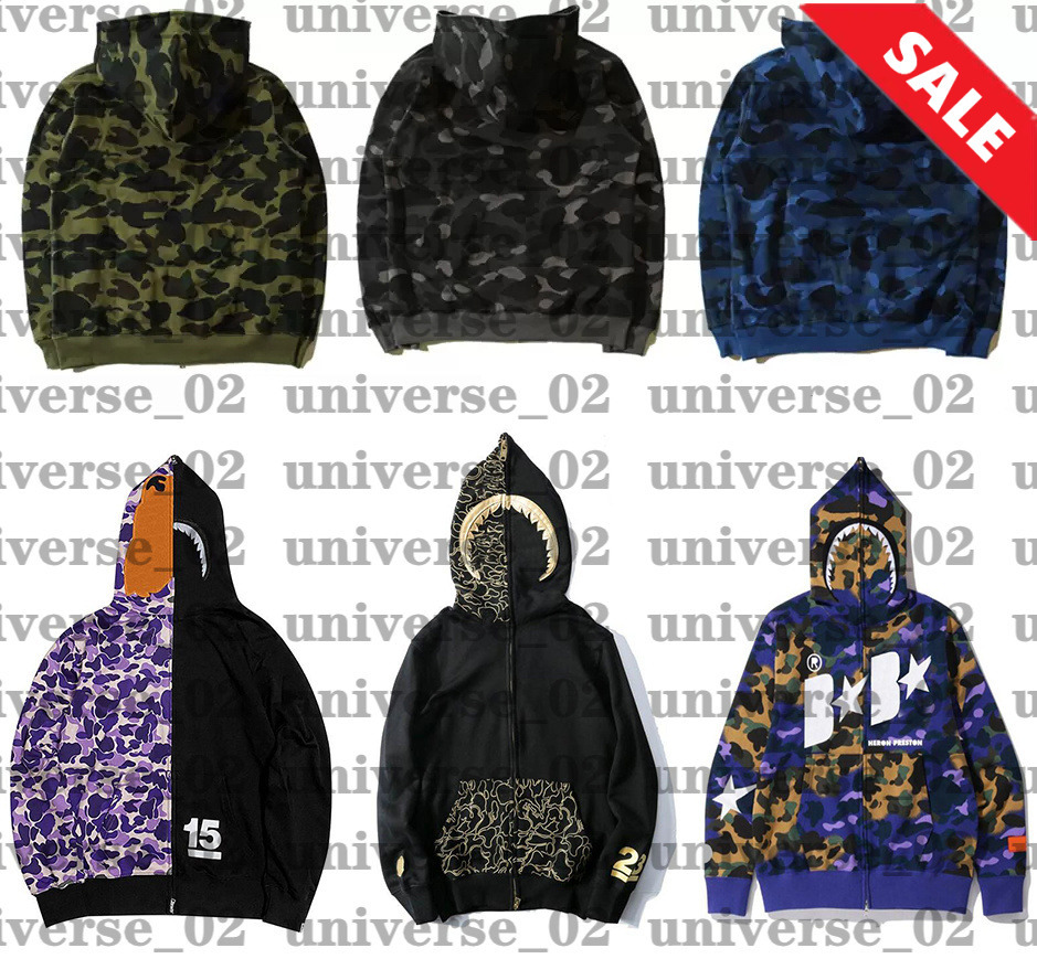 mens hoodie designer bilayer hoodies fashion shark print hoodie classic zip up hooded long sleeve high quality sweatshirt casual streetwear clothes