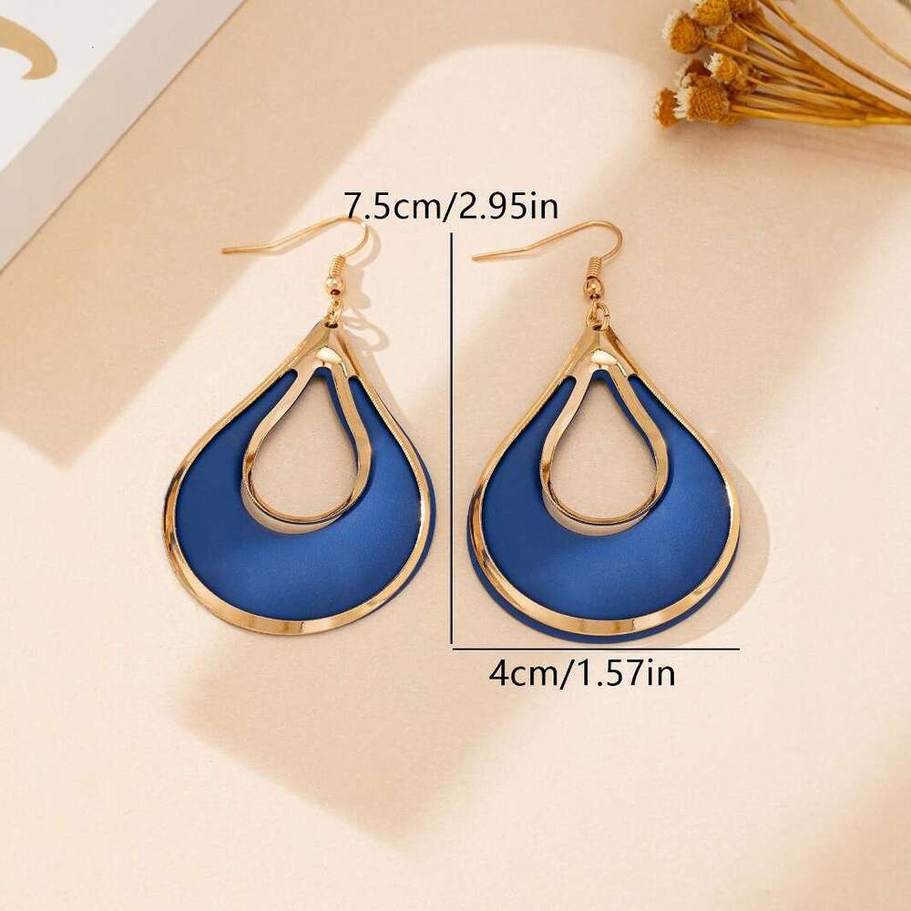 DHEssentials 2025 Hollow Drop Earrings - Waterdrop Shape, Multi-Color Painted, Bold Retro