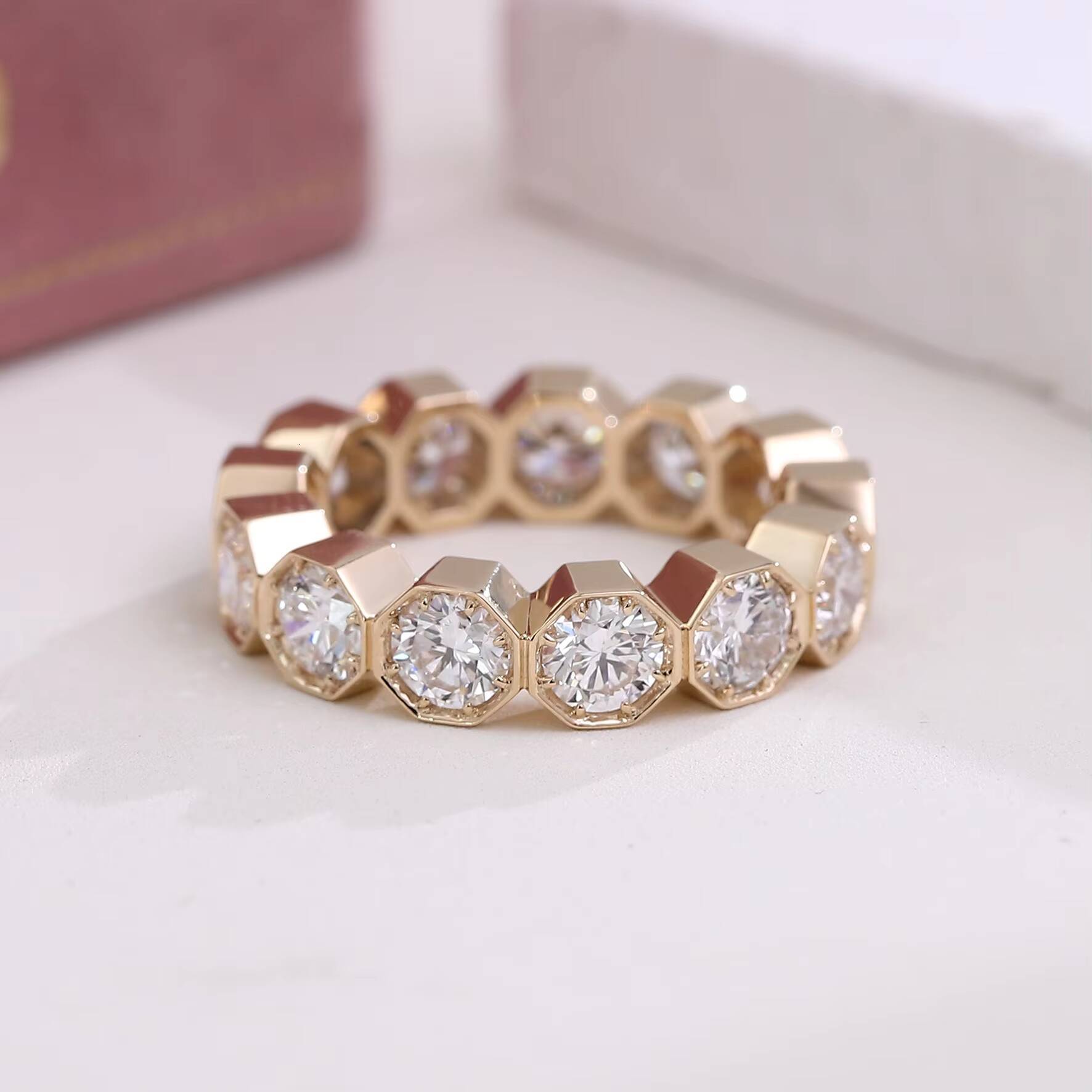 Fine Jewelry 4mm VS White Lab Diamond Ring IGI Certificate Engagementwedding 14K Yellow Gold Jewelry for Women