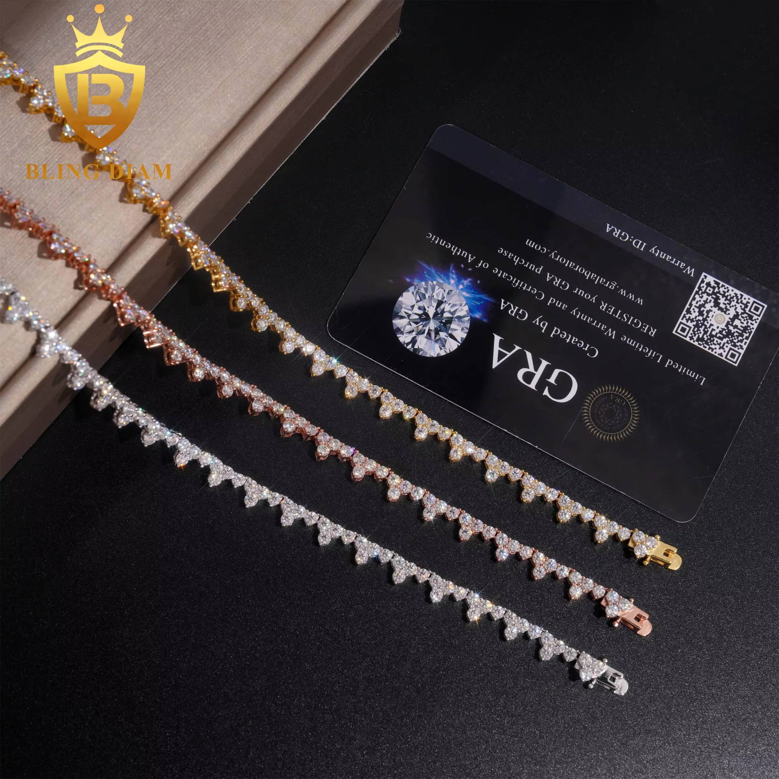 Factory Pass Diamond Tester 25mm Custom Necklace 925 Silver Vvs Moissanite Hip Hop Iced Out Tennis Link Chain