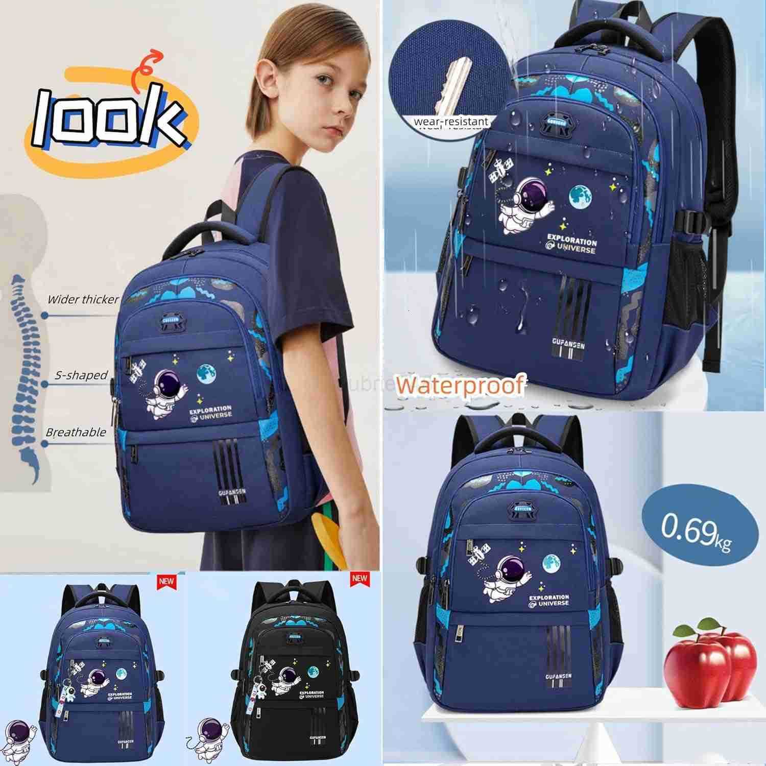 Backpack Astronaut Sports Kids Backpack Space Schoolbag for GirlsBoys Elementary Student BookbagZ250906