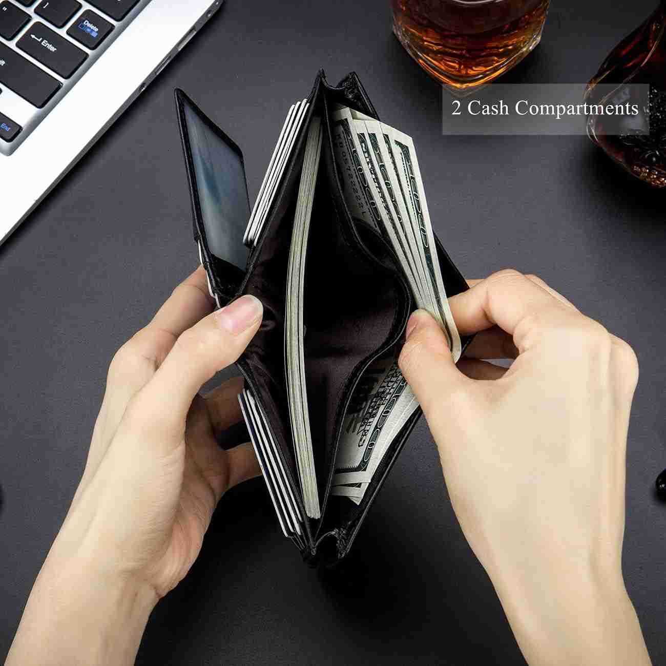 Large Capacity Genuine Leather Bifold WalletCARD Holder for Men with 15 Card Slots QB027 Z250906