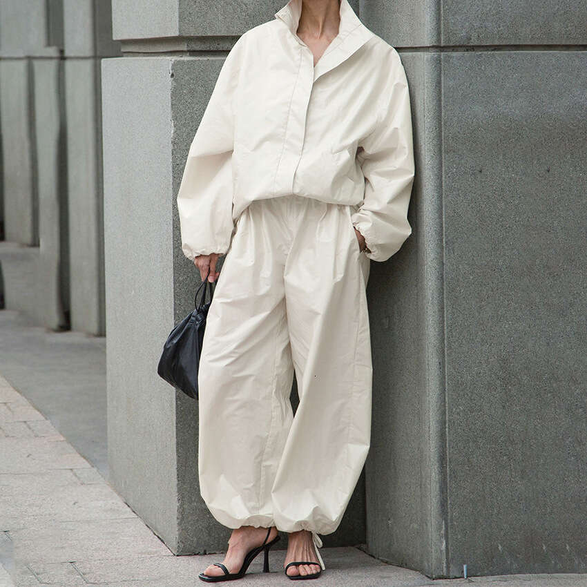 Autumn Winter New Sports Style Trench Coat Lantern Pants Set For Women With Design Sense And Elegant Outdoor Casual B5