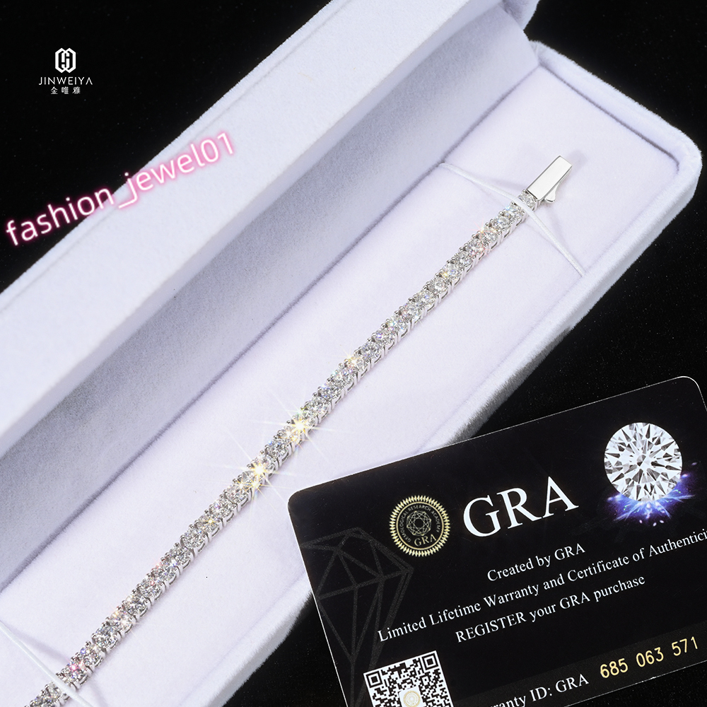 Wholesale Price Pass Diamond Tester Rhodium 925 Sterling Silver Hip Hop Iced Out VVS D Moissanite 4MM Tennis Chains