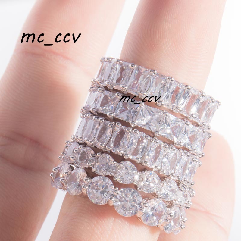 Real Gold Ring Jewelry 14K white Gold Color Synthetic Moissanite Diamond Rings