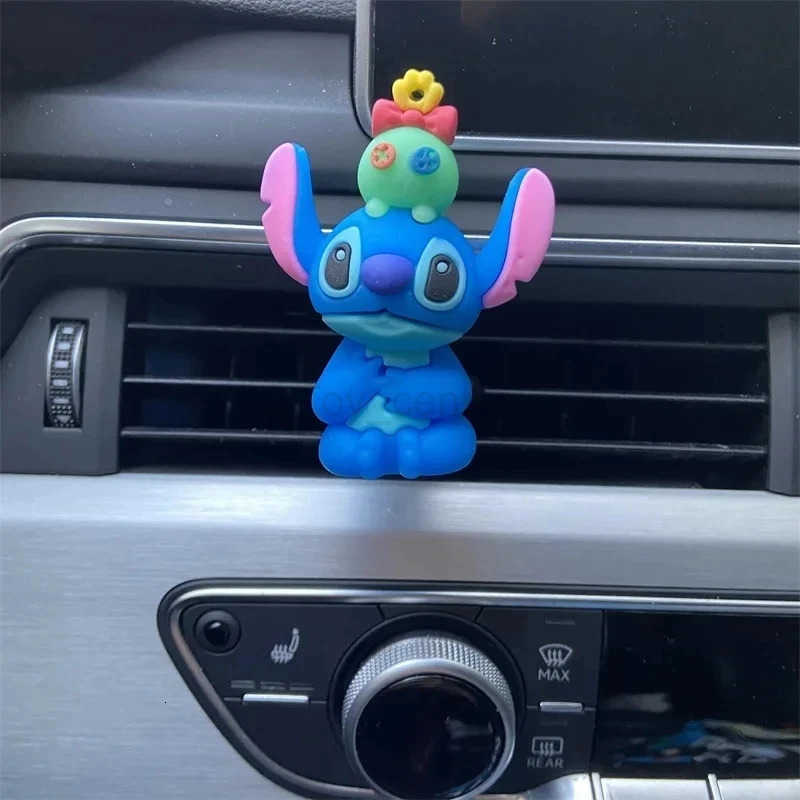 Disney Stitch Car Perfume holder Car Decorate Stitch Anime figure Cartoon Car Perfume Clip Fragrance DiffuserI kid toy gifts H250906