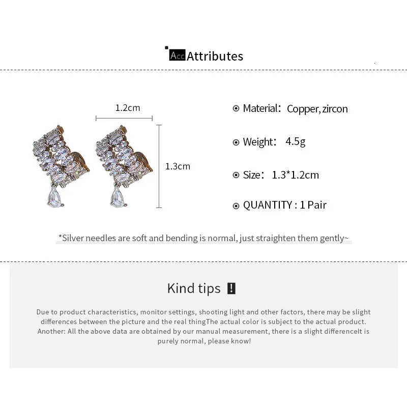 Big Double Layer CShaped Crystal Zircon Cuff Earrings Rhinestone No Piercing Water Droplet Clip Earring Simple Ear Clip 250906