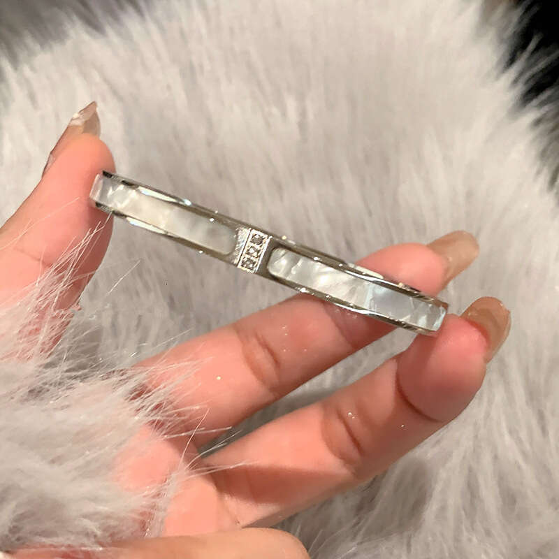 DH collections: High - end White Mother - of - Pearl Bracelets for Women - Sparkling Diamond - set Stainless - steel Jewelry