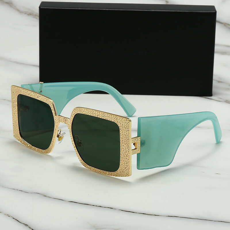 New High-End Metal Texture Frame Wide Leg Fashion Style Square Sunglasses 118 81f