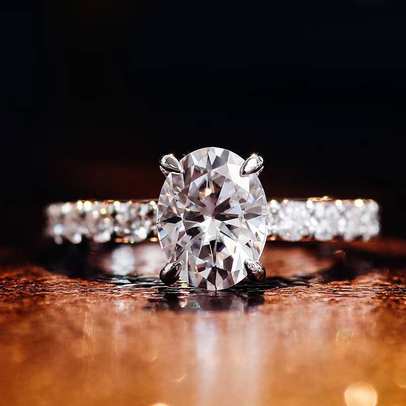 DVVS1 Oval Brilliant High Quality Cultured Diamond Moissanite Womens Engagement Ring 18k White Gold Fine Jewelry