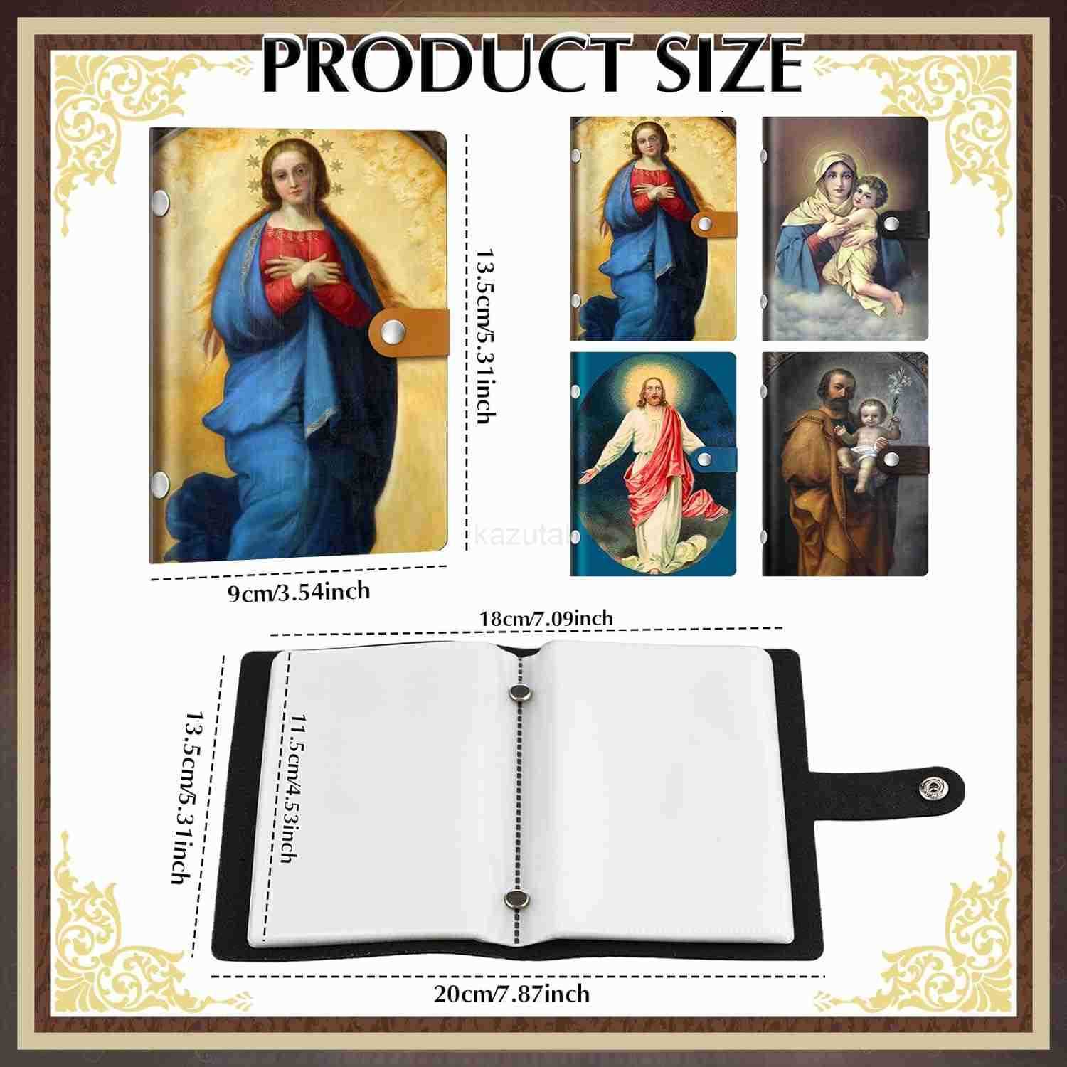4 Pcs Holy Card Holder Carrying Each Case Hold to 40 Prayer Holder with Gold Stamped Cross Faux Leather Holy Bag Card Organizer for Religious PrayerPa