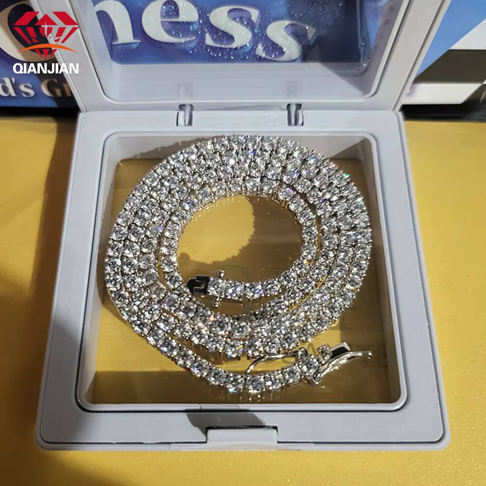 Hot Sell Big Size 6mm Hip Hop Jewelry Tennis Necklace Diamond Chains Iced Out VVS Moissanite 925 Sterling Chain for Mens Women